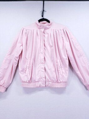 Vtg 90s Brass Plum Nordstrom Women Jacket Size S Pink Pleated Full Zip Feminine